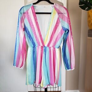 Shimmering Rainbow Sequin Romper Size Medium!